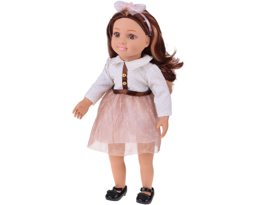 Stylowa Lalka 48 cm z długimi brązowymi włosami – urocza stylizacja ZA5842