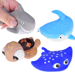 Rubber Bath Animals x4 Turtle Shark Whale Stingray ZA5858