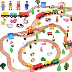Large SET, wooden railway 80 pieces ZA3573
