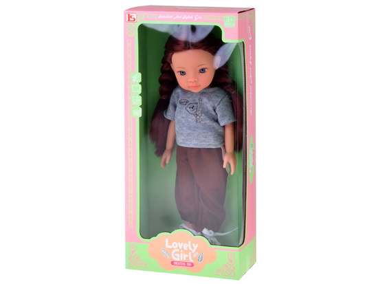 Lovely Girl Doll with Short Black Hair in a Sporty Outfit 33cm ZA5849