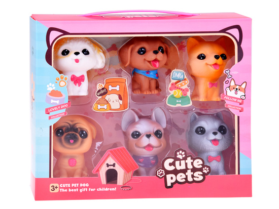 Set of rubber dog figurines, 6 pieces, puppies, dogs ZA4629