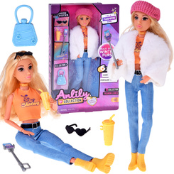 Fashionable Anlily influencer doll winter outfit fur accessories ZA5701