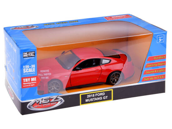 Auto metalowe model 2018 Ford Mustang GT skala 1:34 światło dźwięk ZA4616