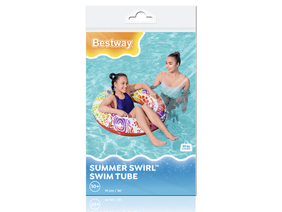 Bestway Dmuchane koło do pływania z uchwytami CZERWONE 91cm 36084