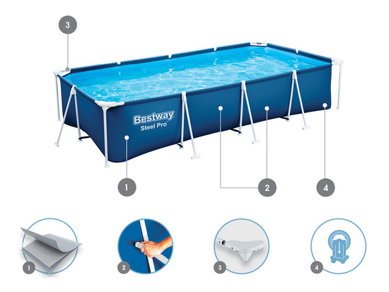 Bestway basen stelażowy 400 x 211 cm 8w1 56424