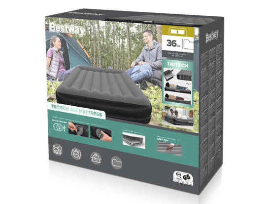 Bestway dmuchany Materac Tritech z wbudowaną pompką USB 152x203cm  671BU