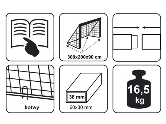 Bramka Piłkarska 300 x 200 x 90 cm stadion SP0661