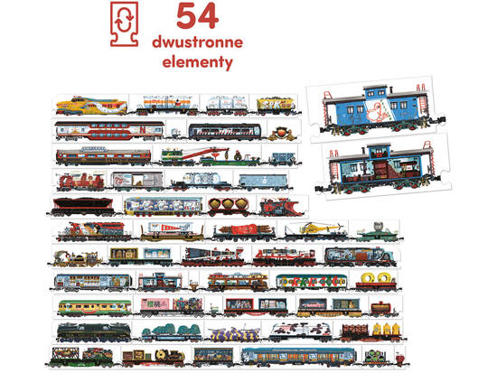 CzuCzu Puzzle dwustronne Pociągi 54 dwustronne elementy technika  ZA5558