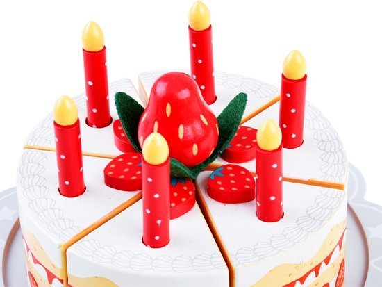 Drewniany Tort urodzinowy truskawka na rzep ZA3721