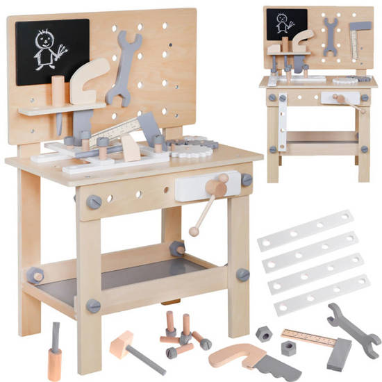 Drewniany warsztat stolik + narzędzia ZA4125
