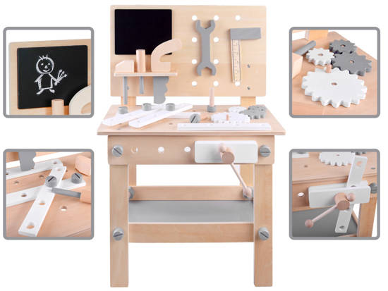 Drewniany warsztat stolik + narzędzia ZA4125