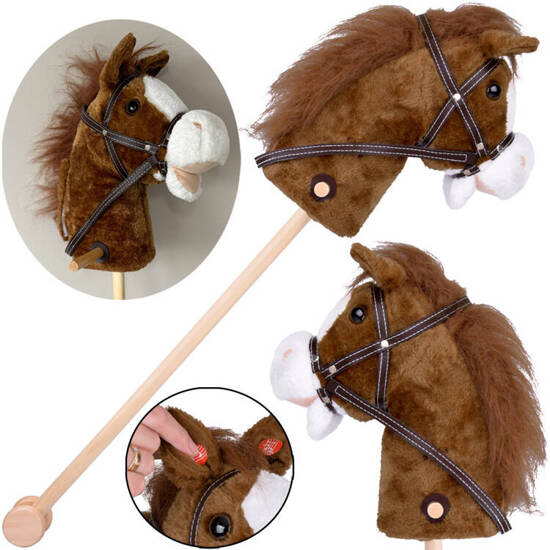 Hobby Horse Koń na patyku Dźwięk galopu i rżenia + ruchomy pysk ZA5442