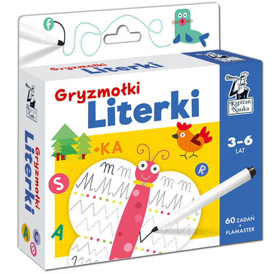 Kapitan Nauka Literki gryzmołki karty+flamaster KS0769