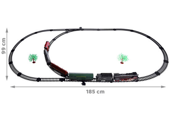 Kolejka elektryczna pociąg 185x99cm dymi paruje efekt dźwiękowy RC0622