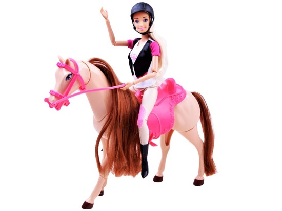 Lalka Anlily Dżokejka z koniem chodzący koń ZA2454