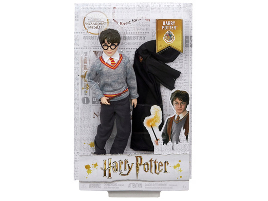Lalka Harry Potter w szkolnych szatach Gryffindor + różdżka FYM50 ZA5093