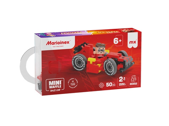 Marioinex Klocki mini waffle  czerwone auto 50 el + figurka ZA5523