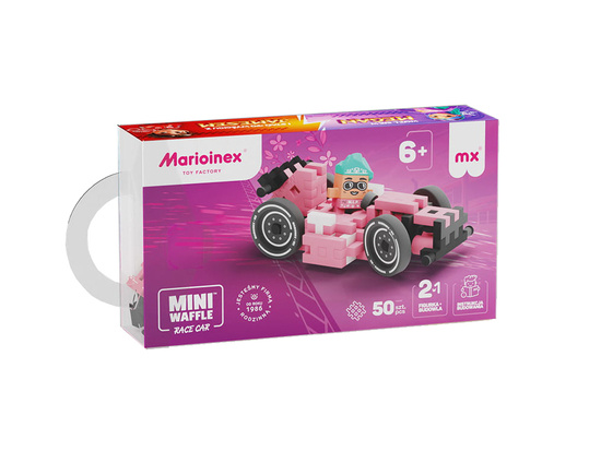 Marioinex Klocki mini waffle  różowe auto 50 el + figurka ZA5524