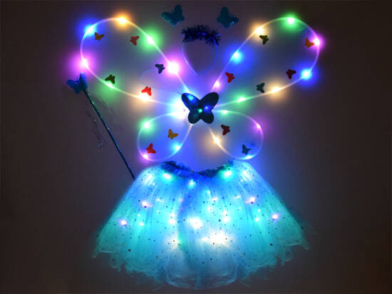 Niebieski świecący Kostium dla Małej wróżki Skrzydełka  Motyl bal ZA4805 CR