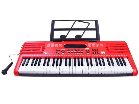 Organy Keyboard z mikrofonem 61kl czerwone IN0132 