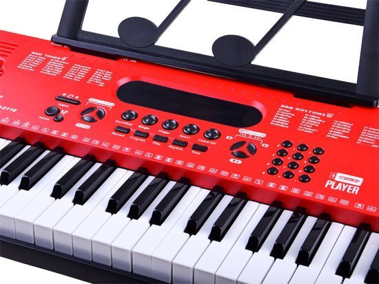 Organy Keyboard z mikrofonem 61kl czerwone IN0132 