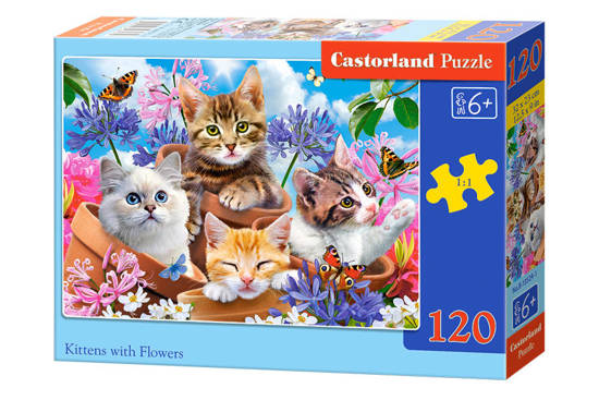 Puzzle 120 el. Kittens with Flowers