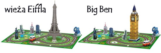 Puzzle 3D mata wieża Eiffla, Big Ben autko ZA2536