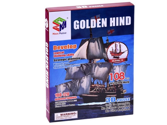 Puzzle 3D statek Golden Hind okręt 108 ele. puzzle przestrzenne ZA2600