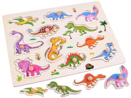 Puzzle drewniane dinozaury 11 ele. układanka drewniany sorter ZA4723