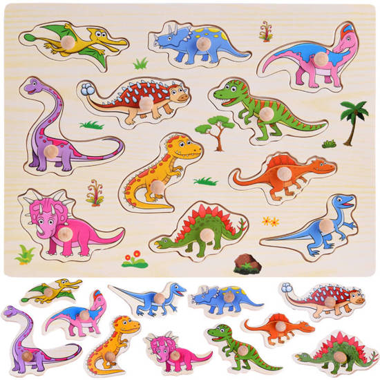 Puzzle drewniane dinozaury 11 ele. układanka drewniany sorter ZA4723