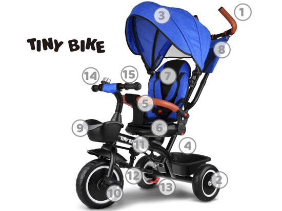 Rowerek dziecięcy trójkołowy Tiny Bike 3w1 z daszkiem OBRACANY  SP0650