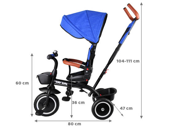 Rowerek dziecięcy trójkołowy Tiny Bike 3w1 z daszkiem OBRACANY  SP0650