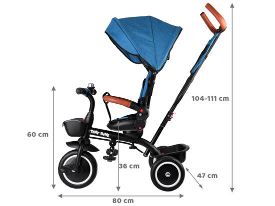 Rowerek dziecięcy trójkołowy Tiny Bike 3w1 z daszkiem OBRACANY  SP0650