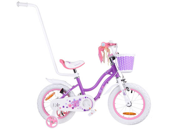 RoyalBaby Rower dziecięcy STAR GIRL 14" koszyk kółka boczne pchacz RB14G-1