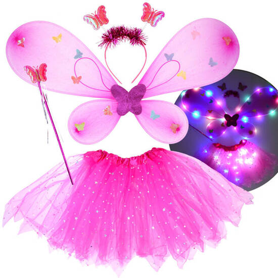 Różowy świecący Kostium dla Małej wróżki Skrzydełka Motyl bal ZA4805 CR
