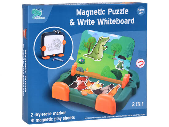 Tablica magnetyczna 2w1 do rysowania puzzle magnetyczne zwierzątka ZA5157