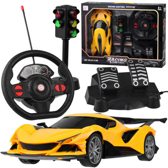 Zdalnie sterowane SPORTOWE auto + kierownica + sygnalizacja RC0589 ZO