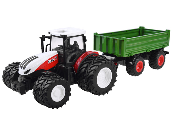 Zdalnie sterowany Duży CZERWONY TRAKTOR z przyczepą + Światło RC0602