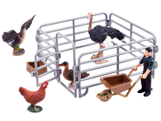 Zestaw zwierząt figurki zagroda kura struś ZA2989