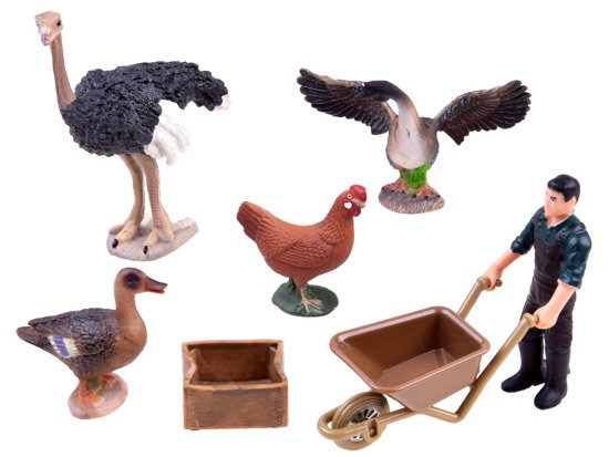 Zestaw zwierząt figurki zagroda kura struś ZA2989